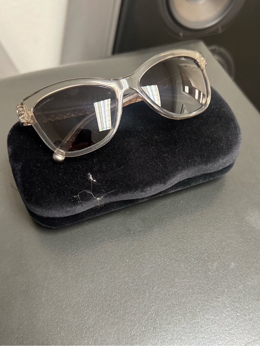 CHANEL Quilted Frame Clear Women's Sunglasses